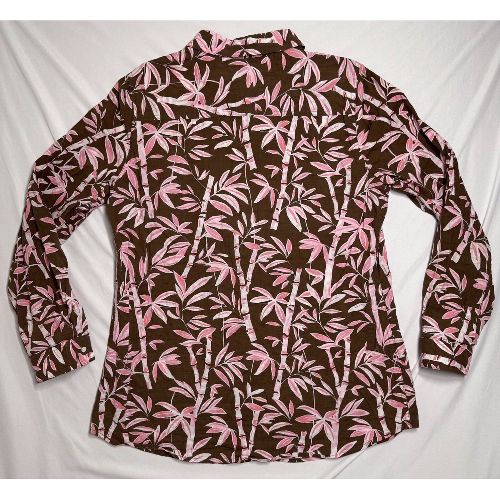 J.Mclaughlin Lois Blouse Brown/Pink Bamboo Grove Long Sleeve Womens Large - Picture 4 of 6